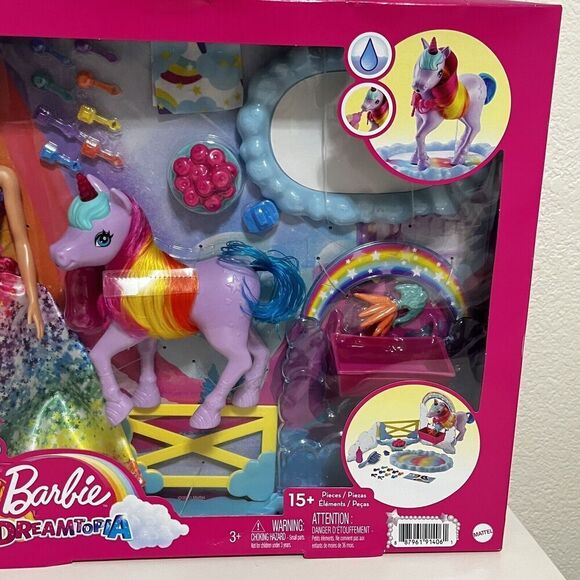 Barbie Dreamtopia Princess Doll and Unicorn Pet Playset 15+ Pieces Mattel GTG01 - Picture 3 of 16